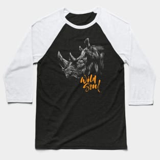 Rhino   |   Hand Drawn Illustration   |   With Lettering Baseball T-Shirt